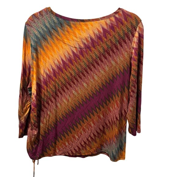 Ruby Rd. Petite Chevron Top 3/4 Sleeve Sz PXL Bright Multicolor Rayon & Spandex - Picture 10 of 12
